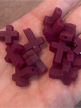 Maroon Wine Colored Silicone Cross Beads | Lot of 100